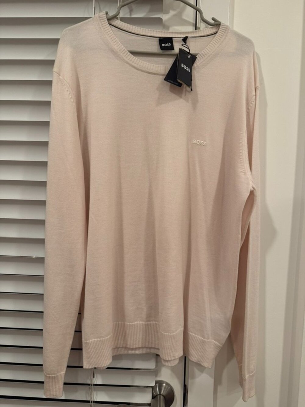 NWT BOSS Hugo Boss Men's Fine-Knit Crewneck Sweater - Off-White / Cream